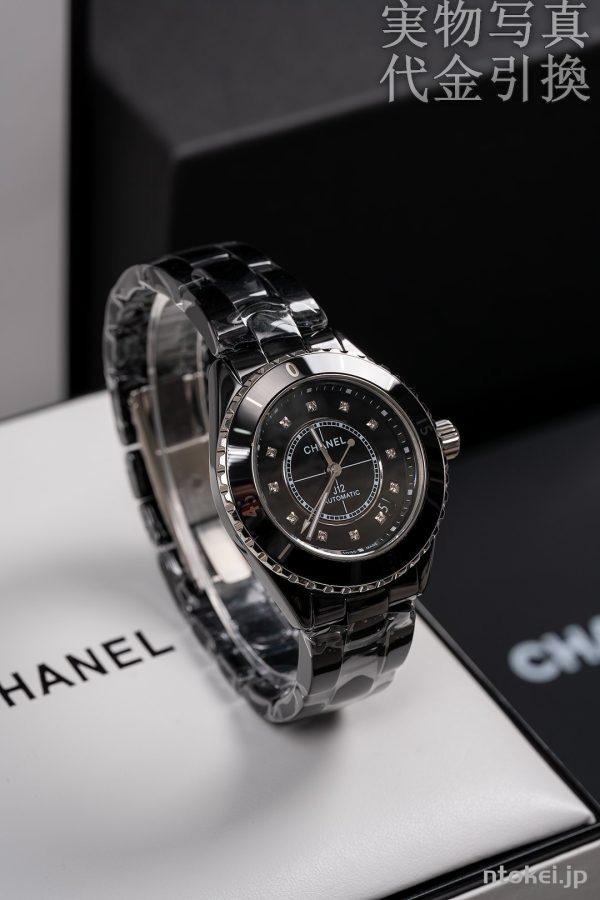 CHANEL シャネル J12 Ｎ品コピー腕時計 ブラック セラミック 自動巻きムーブメント ダイヤ入れ